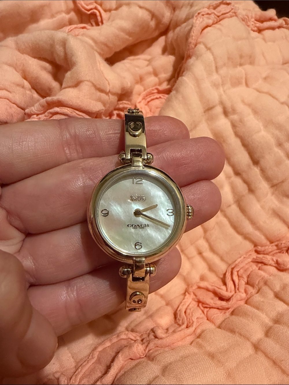 Coach Gold-Tone Women's Bracelet Watch with Mother-of-Pearl Dial